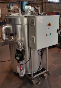 Réchauffeur O2 avec température d'entrée à -20°C et température de sortie à +20°C avec une PS à 13,5 bar g et une pression de conception à 25 bar pour un débit maximum de 1 134 Nm³/h le tout dans une surface de 1,5 m².